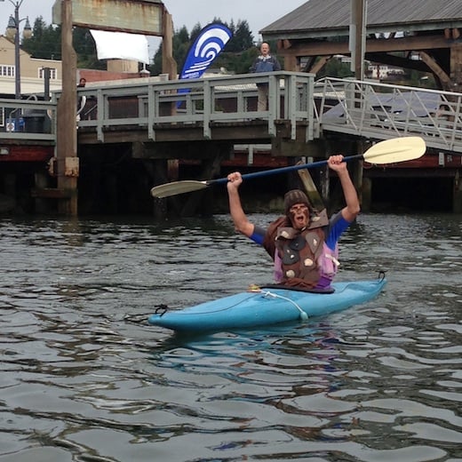 Tom Gaskill of South Slough, a.k.a. "Mudflat Matt", takes to the water